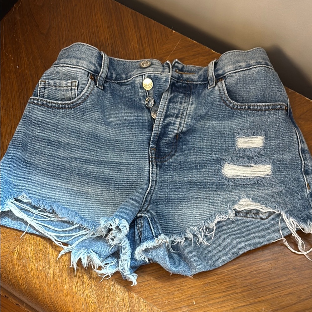 PacSun Blue Jean Shorts Distressed High-Waisted
